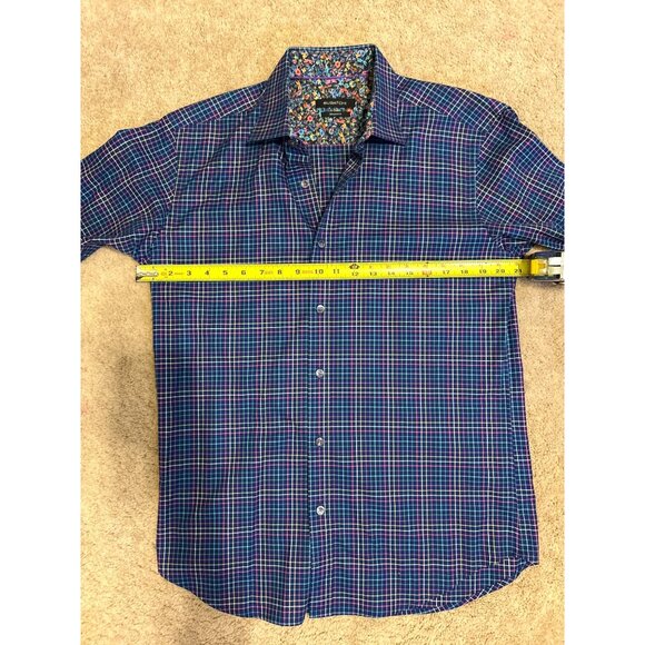 Bugatchi Shaped Fit Shirt Men's Check Print Button Up Long Sleeve Multicolor L - Picture 12 of 16